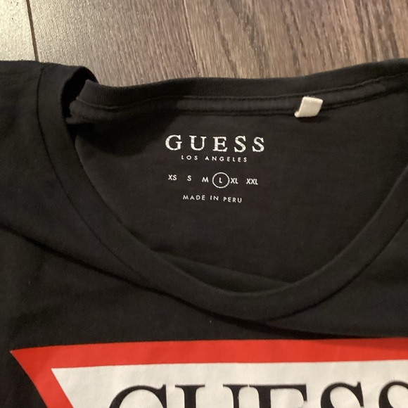 GUESS Black T-Shirt with Red Logo - Picture 3 of 3